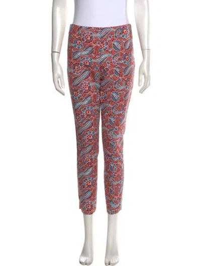 Pre-owned Veronica Beard Paisley Print Straight Leg Pants In Red