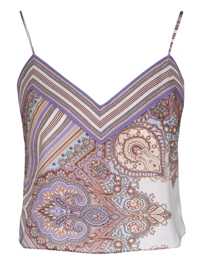 Veronica Beard Millon Paisley Crop Top In Stone Khaki In Brown