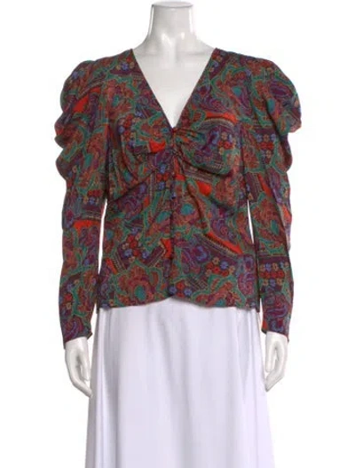 Pre-owned Veronica Beard Paisley Print V-neck Blouse In Multi