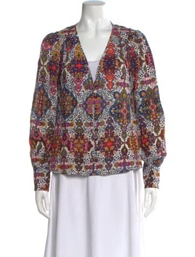 Pre-owned Veronica Beard Paisley Print V-neck Blouse In Multi