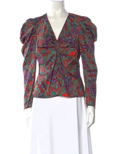 Pre-owned Veronica Beard Paisley Print V-neck Blouse In Multi