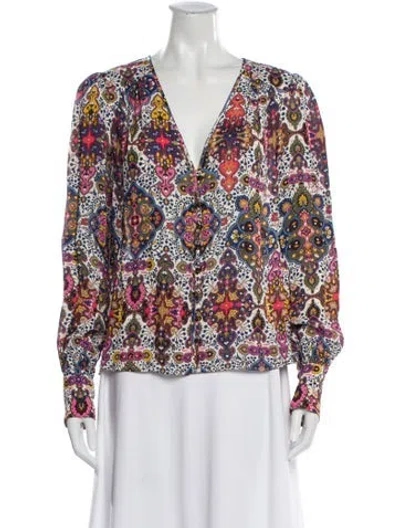 Pre-owned Veronica Beard Paisley Print V-neck Blouse In Multi