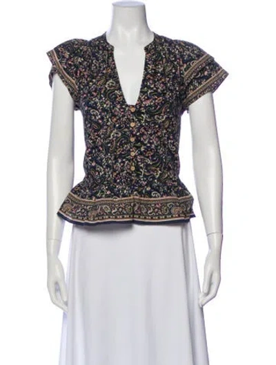 Pre-owned Veronica Beard Paisley Print V-neck Blouse In Multi