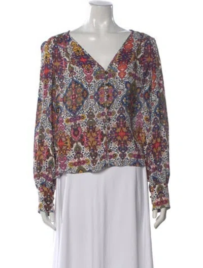 Pre-owned Veronica Beard Paisley Print V-neck Blouse In Multi