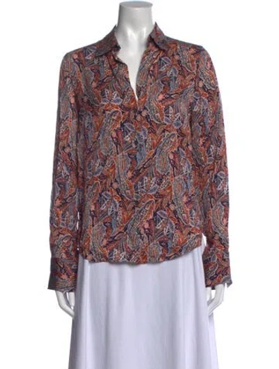 Pre-owned Veronica Beard Paisley Print V-neck Blouse In Multi