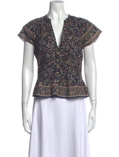 Pre-owned Veronica Beard Paisley Print V-neck Top In Multi