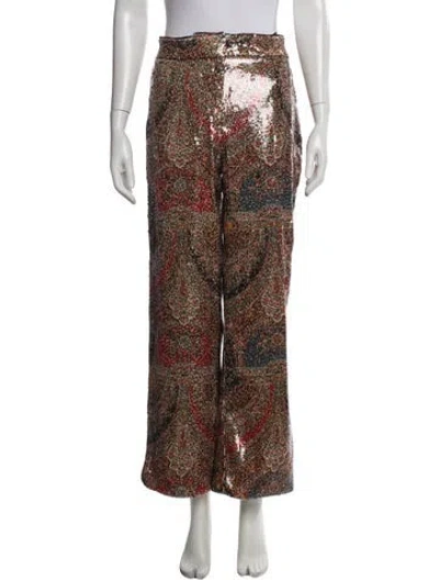 Pre-owned Veronica Beard Paisley Print Wide Leg Pants In Multi