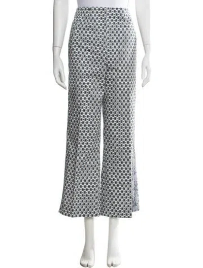 Pre-owned Veronica Beard Paisley Print Wide Leg Pants In White