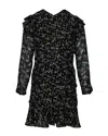 Veronica Beard Parc Ruched Floral Dress In Black Print Silk In Black
