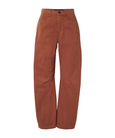 Veronica Beard Sloan Cotton-twill Barrel-leg Cargo Pants In Brown