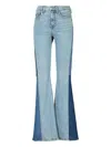 Veronica Beard Patchwork Flared Trousers In Blue