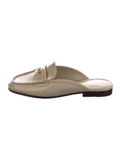 Pre-owned Veronica Beard Patent Leather Mules In Neutral