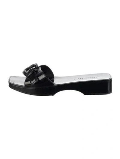 Pre-owned Veronica Beard Patent Leather Slides In Black