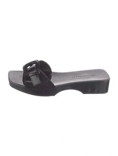 Pre-owned Veronica Beard Patent Leather Slides In Black
