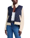 Veronica Beard Patra Shell And Wool-blend Jacket In Navy/ivory