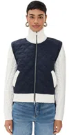 Veronica Beard Patra Shell And Wool-blend Jacket In Navy/ivory