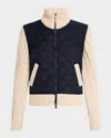 Veronica Beard Patra Mixed-media Jacket In Navy/ivory