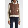 Veronica Beard Patra Quilted Mixed Media Wool Blend Jacket In Brown