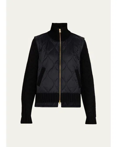 Veronica Beard Patra Quilted Wool-blend Jacket In Black