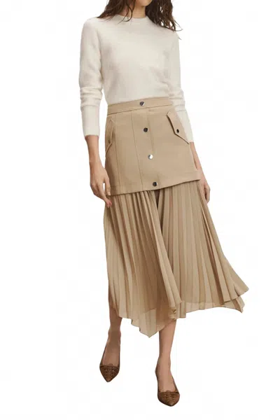 Veronica Beard Patricka Handkerchief Hem Midi Skirt In Sand In Brown