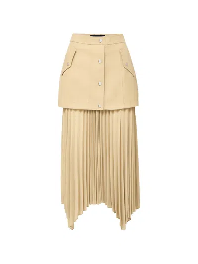Veronica Beard Patricka Pleated Midi Skirt In Neutral