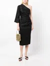Veronica Beard Patsy One Shoulder Neckline Dress In Black In Black