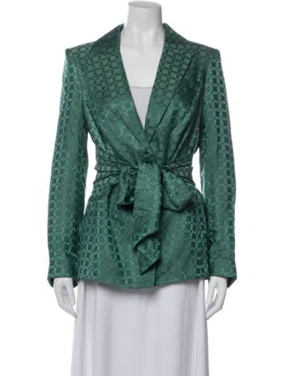 Pre-owned Veronica Beard Patterned Blazer In Green
