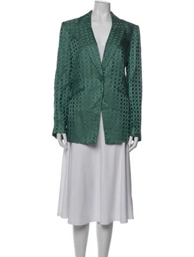 Pre-owned Veronica Beard Patterned Blazer In Green