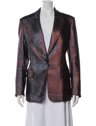 Pre-owned Veronica Beard Patterned Blazer In Metallic/red
