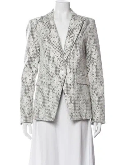 Pre-owned Veronica Beard Patterned Blazer In White