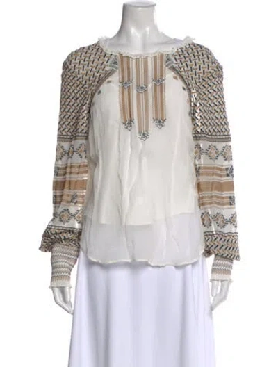 Pre-owned Veronica Beard Patterned Crew Neck Blouse In Neutral