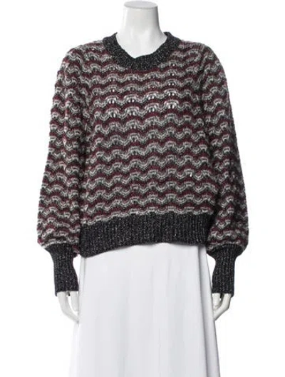 Pre-owned Veronica Beard Patterned Crew Neck Sweater In Black