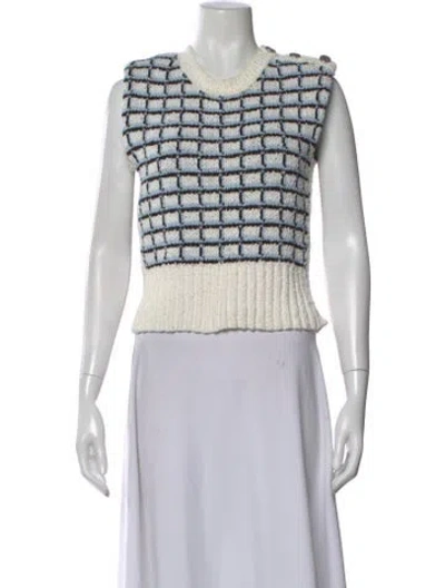Pre-owned Veronica Beard Patterned Crew Neck Sweater In Blue