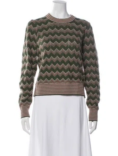 Pre-owned Veronica Beard Patterned Crew Neck Sweater In Green