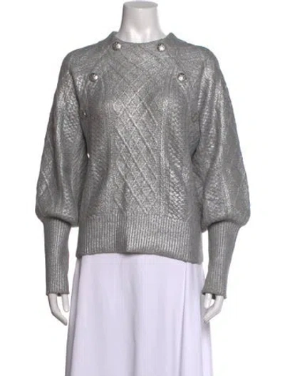 Pre-owned Veronica Beard Patterned Crew Neck Sweater In Grey/metallic