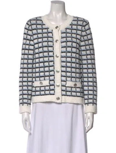 Pre-owned Veronica Beard Patterned Crew Neck Sweater In White