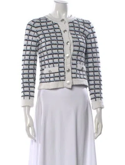 Pre-owned Veronica Beard Patterned Crew Neck Sweater In White