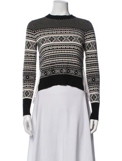 Pre-owned Veronica Beard Patterned Crew Neck Sweater In White