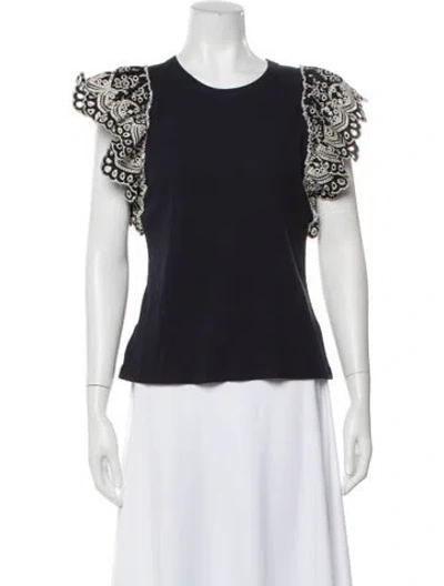 Pre-owned Veronica Beard Patterned Crew Neck Top In Blue