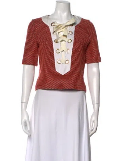 Pre-owned Veronica Beard Patterned Crew Neck Top In Red