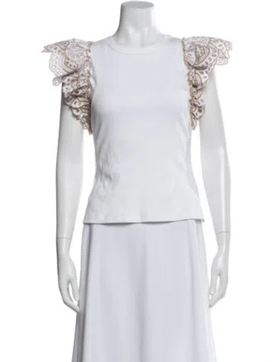 Pre-owned Veronica Beard Patterned Crew Neck Top In White