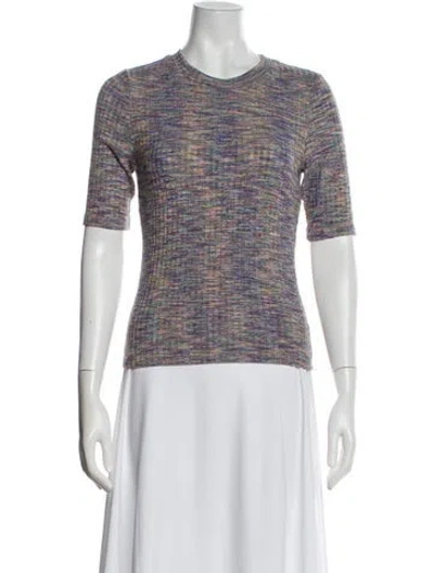 Pre-owned Veronica Beard Patterned Crew Neck T-shirt In Gray