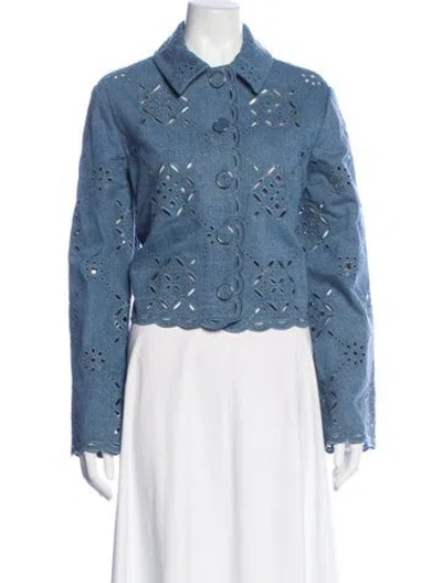 Pre-owned Veronica Beard Patterned Denim Jacket In Blue