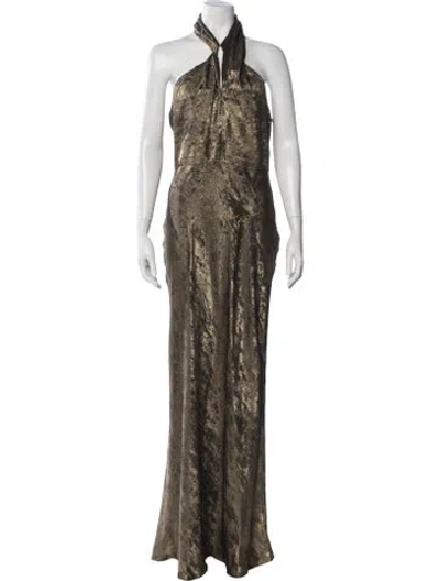 Pre-owned Veronica Beard Patterned Long Dress In Gold/metallic