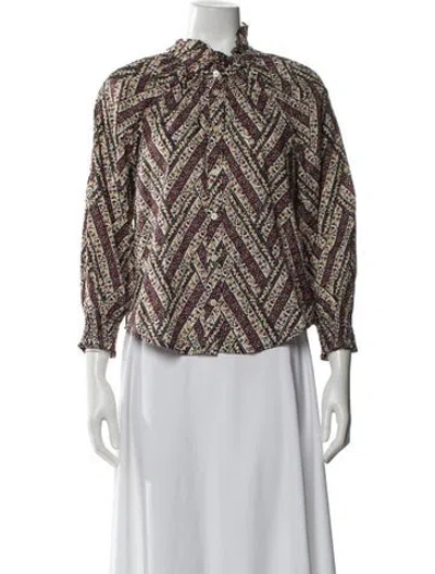 Pre-owned Veronica Beard Patterned Long Sleeve Blouse