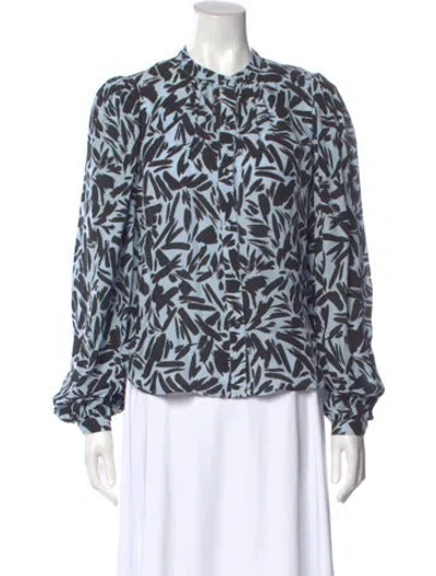Pre-owned Veronica Beard Patterned Long Sleeve Blouse In Blue