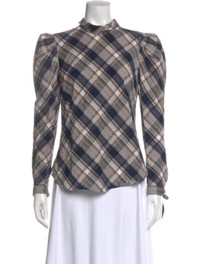 Pre-owned Veronica Beard Patterned Long Sleeve Blouse In Multi