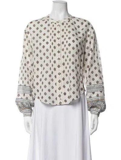 Pre-owned Veronica Beard Patterned Long Sleeve Blouse In Multicolor