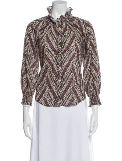 Pre-owned Veronica Beard Patterned Long Sleeve Blouse In Neutral