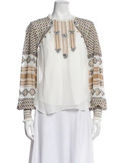 Pre-owned Veronica Beard Patterned Long Sleeve Blouse In Neutral